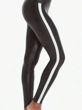 Spanx Faux-Leather Side-Stripe Leggings